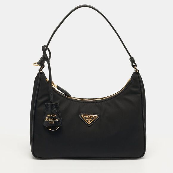Prada Handbags - Prada Re-Edition 2005 Mini Black Re-Nylon And Saffiano Leather Bag